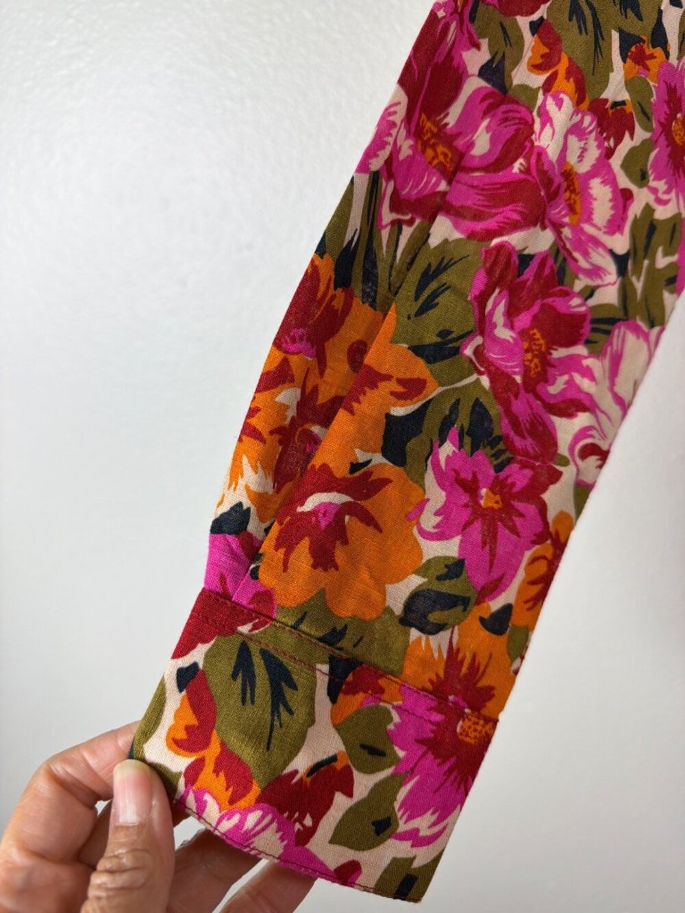 Sézane Max Floral Shirt Button Down Oversized Blouse Parisian Size 42 L - Picture 13 of 16